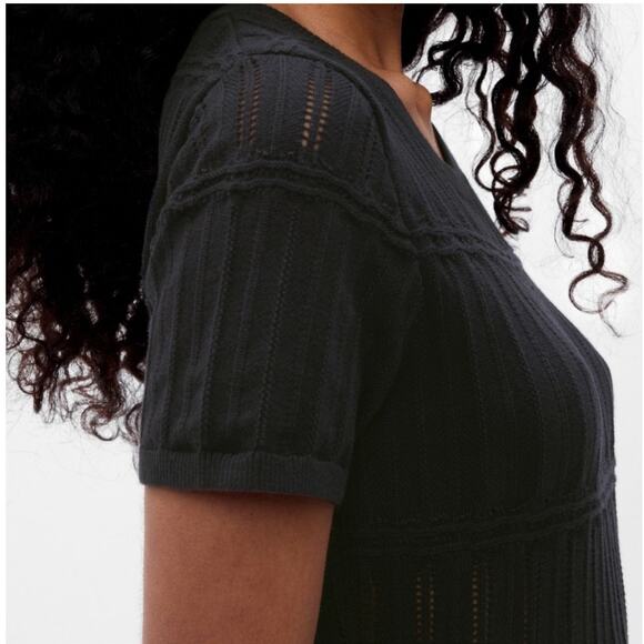 Gap Womens Short Sleeve Sweater Dress Size Small Cotton Black Fall Preppy NEW - Picture 3 of 13